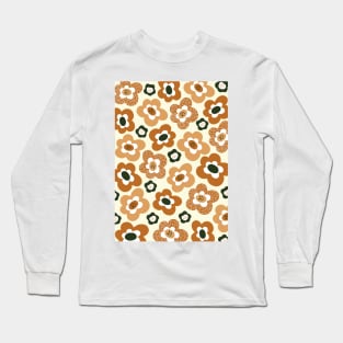 Funky Floral Pattern in Earthy Tones Long Sleeve T-Shirt